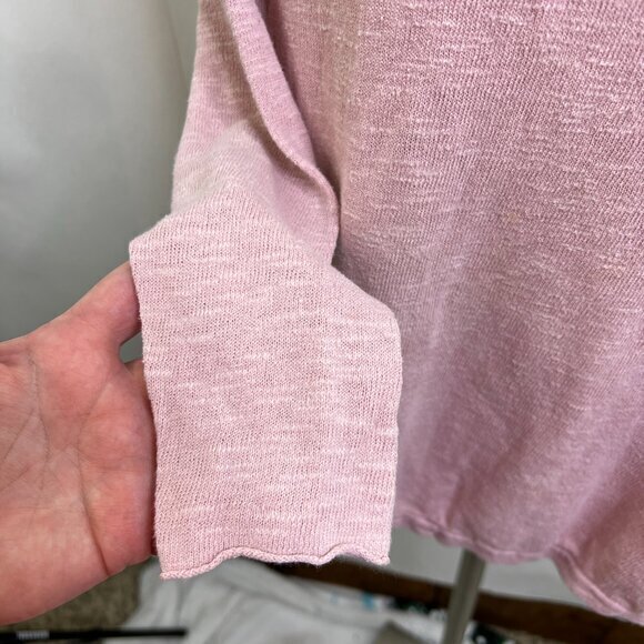Eileen Fisher Sweater PP Petite Linen Cotton Pink Long Sleeve Crew Neck Solid - Picture 6 of 16